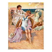 KRW Vintage Beach Illustration Postcard