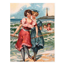 KRW Vintage Beach Illustration Postcard