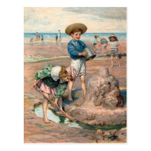 KRW Vintage Beach Illustration Postcard