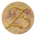 KRW Vintage Floral Gold Z Monogram Wedding Seal stickers by KRWWedding KRW Vintage Floral Gold Z Monogram Wedding Seal stickers