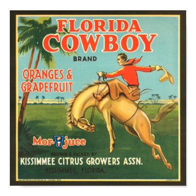 KRW Vintage Florida Cowboy Citrus Fruit Label Poster by KRWOldWorld