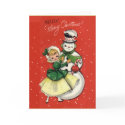 KRW Vintage Girl and Snowman Card - Customized by KRWHolidays KRW Vintage Girl and Snowman Card - Customized