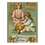 KRW Vintage Halloween Greetings Postcard