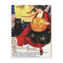 KRW Vintage Halloween Lantern Postcard