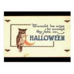 KRW Vintage Halloween Owl Postcard