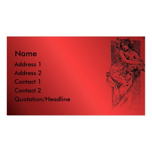 KRW Vintage Lady On Red Business Card (front side)