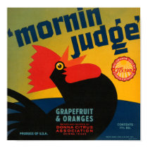 KRW Vintage Morning Judge Rooster Grapefruit Label posters