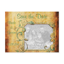 KRW Vintage Parchment Custom Photo Save the Date postcards by KRWWedding KRW Vintage Parchment Custom Photo Save the Date postcards