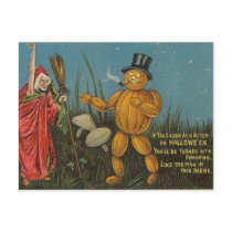 KRW Vintage Pumpkin Man Halloween Card postcards