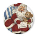 KRW Vintage Santa and Teddy Christmas Magnet by KRWHolidays KRW Vintage Santa and Teddy Christmas Magnet