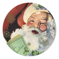 KRW Vintage Santa Claus Christmas Round Sticker
