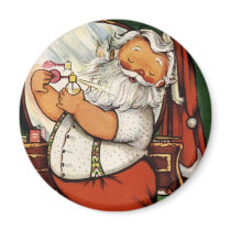 KRW Vintage Santa Prepares Christmas Magnet by KRWHolidays KRW Vintage Santa Prepares Christmas Magnet