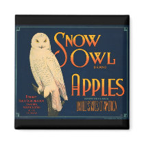 KRW Vintage Snow Owl Apples Fruit Crate Label Magn magnets by KRWOldWorld KRW Vintage Snow Owl Apples Fruit Crate Label Magn magnets