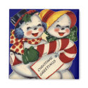 KRW Vintage Snowcouple Christmas Magnet by KRWHolidays KRW Vintage Snowcouple Christmas Magnet