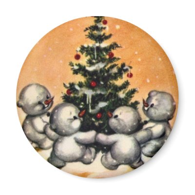 KRW Vintage Snowman Family Christmas Magnet by KRWHolidays