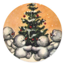KRW Vintage Snowman Family Christmas Sticker by KRWHolidays KRW Vintage Snowman Family Christmas Sticker