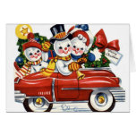 KRW Vintage Snowmen Car Holiday Card