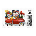 KRW Vintage Snowmen Car Holiday Stamp