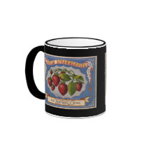 KRW Vintage Strawberries Fruit Crate Label Mug by KRWOldWorld KRW Vintage Strawberries Fruit Crate Label Mug