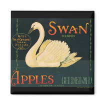 KRW Vintage Swan Apples Fruit Crate Label Magnet by KRWOldWorld KRW Vintage Swan Apples Fruit Crate Label Magnet
