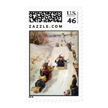 KRW Vintage Tobogganing 1886 Holiday Stamp by KRWHolidays KRW Vintage Tobogganing 1886 Holiday Stamp
