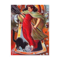 KRW Vintage Tricky Witch Halloween Post Card
