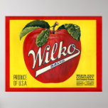KRW Vintage Wilko Apple Crate Label posters
