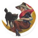 KRW Vintage Witch and Black Cat Halloween Sticker