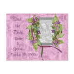 KRW Violet Flowers and Bows Photo Save the Date postcards