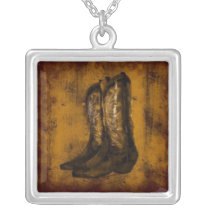 KRW Western Wear Cowboy Boots Silver Necklace necklaces