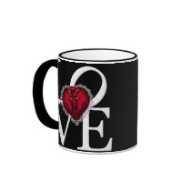 KRW White Lace and Red Heart Love Valentine mugs by KRWDesigns KRW White Lace and Red Heart Love Valentine mugs