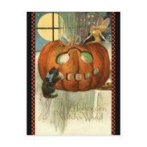 KRW Witches Wand Vintage Halloween Post Cards