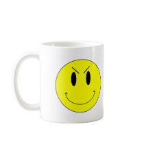 KRW Yellow Evil Smiley Face mugs