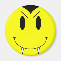 KRW Yellow Smiley Face Vampire Refrigerator Magnet