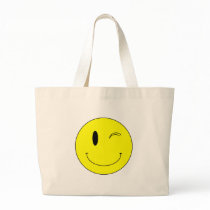 KRW Yellow Winking Smiley Face Tote Bag