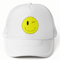 KRW Yellow Winking Smiley Face hats by KRWDesigns KRW Yellow Winking Smiley Face hats