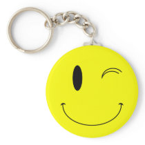KRW Yellow Winking Smiley Face keychains
