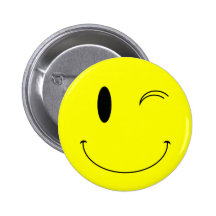 KRW Yellow Winking Smiley Face Pin