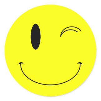 KRW Yellow Winking Smiley Face sticker