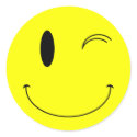 KRW Yellow Winking Smiley Face stickers by KRWDesigns KRW Yellow Winking Smiley Face stickers