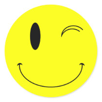 KRW Yellow Winking Smiley Face stickers by KRWDesigns KRW Yellow Winking Smiley Face stickers