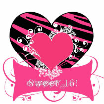 KRW Zebra Black and Pink Sweet 16 Cake Top Photo Cutout
