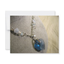 Krystals Blue Heart invitations