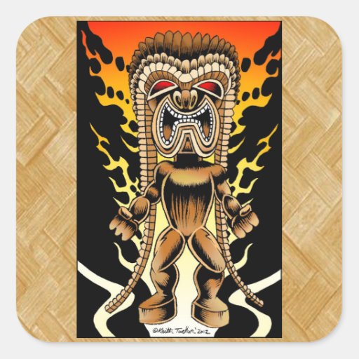 ku-hawaiian-tiki-god-square-sticker-zazzle