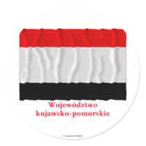Kujawsko-pomorskie - Kuyavia-Pomerania waving flag Round Sticker