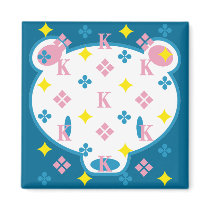 Kuma-chan K pattern Blue magnets
