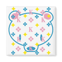 Kuma-chan K pattern white magnets