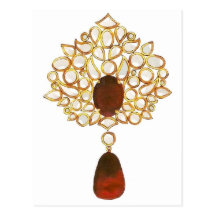 Kundan & ruby brooch post card