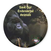 Kunga Mountain Gorilla & Frog Wildlife Art Magnet