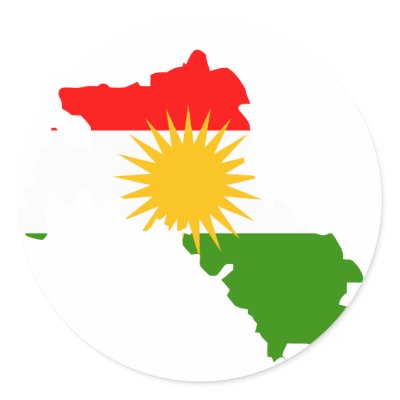 Kurdistan flag map stickers by FlagStore